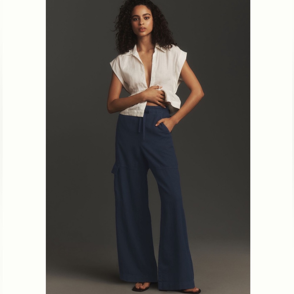Anthropologie Pilcro Linen Beach Cargo Pants